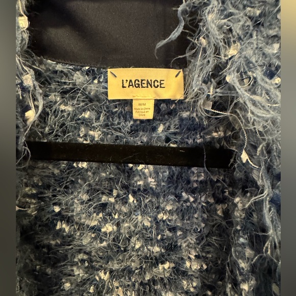 L’AGENCE Azure Fringe Cardigan Blazer in Blue Multi Medium - Picture 13 of 14